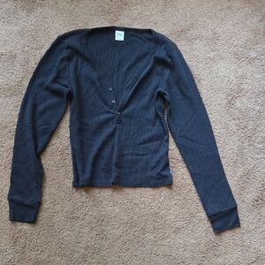 TNA Charcoal Waffle Knit Top